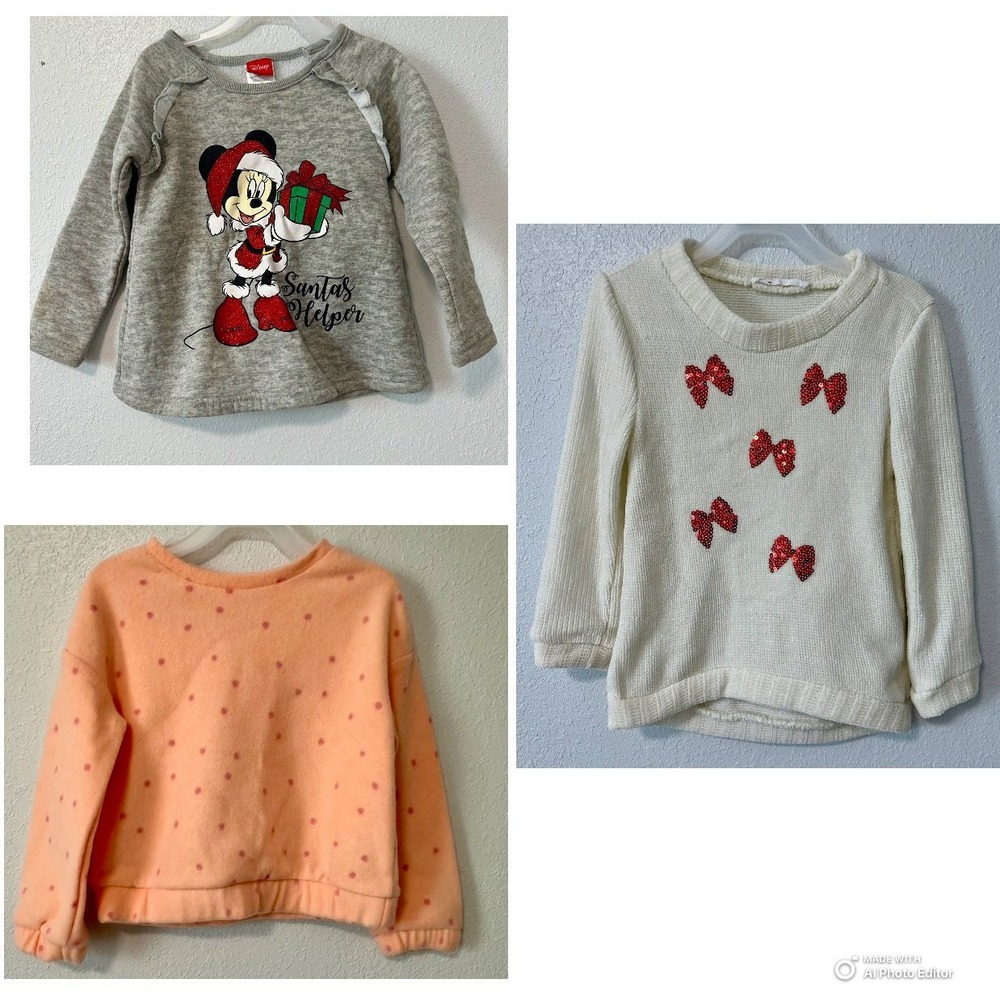 Kids Cat Jack Orange Heart Print Fleece Sweatshirt Size 4T set of 3